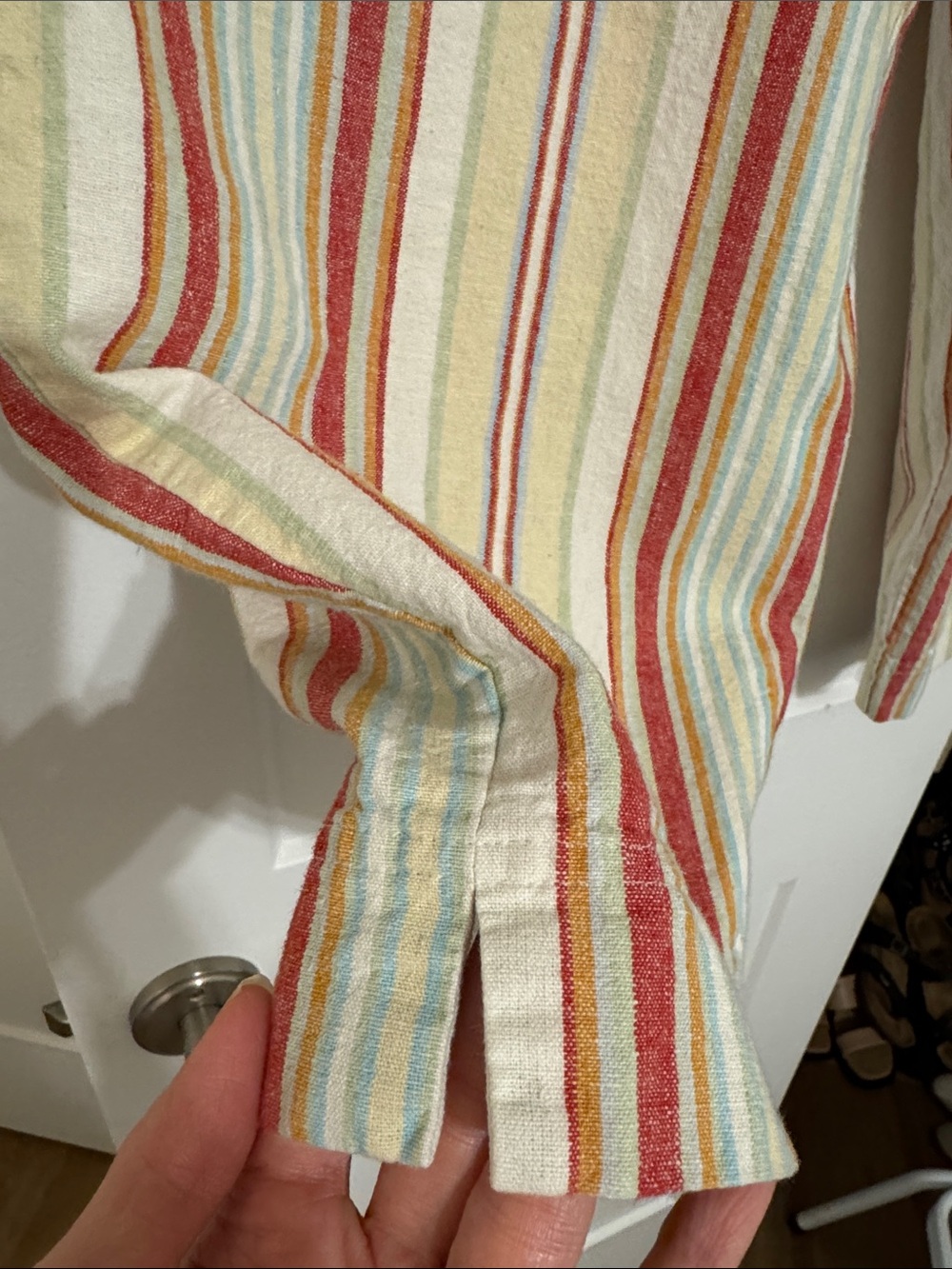 Chico’s Linen Blend Striped Cropped Pull On Pants Sz 3 XL - Picture 4 of 7